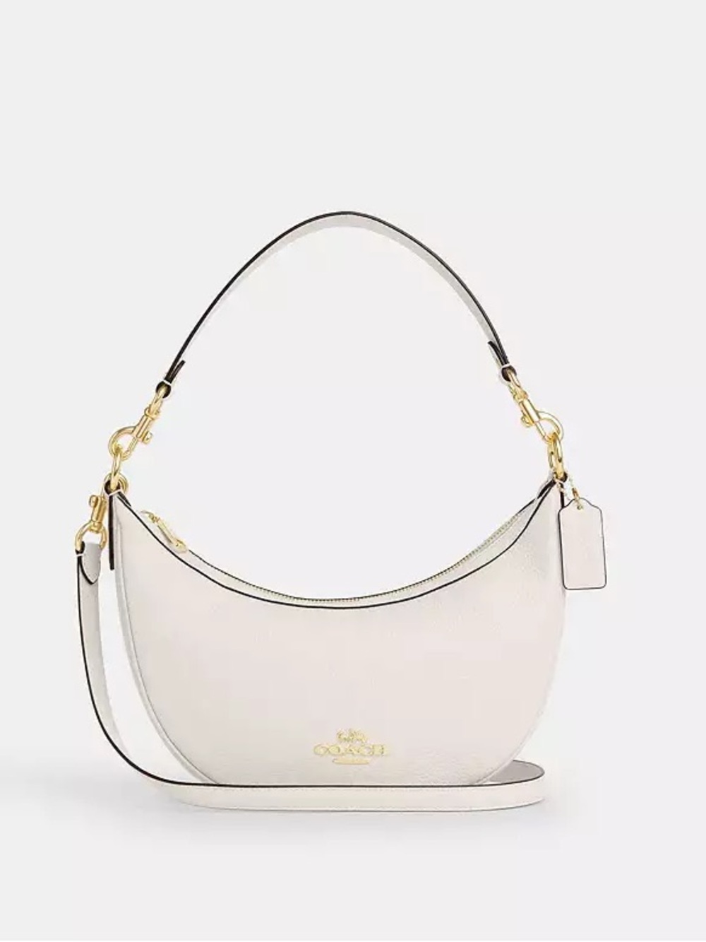 NWT Coach Cream Pebbled Leather Crescent Hobo with Gold Hardware